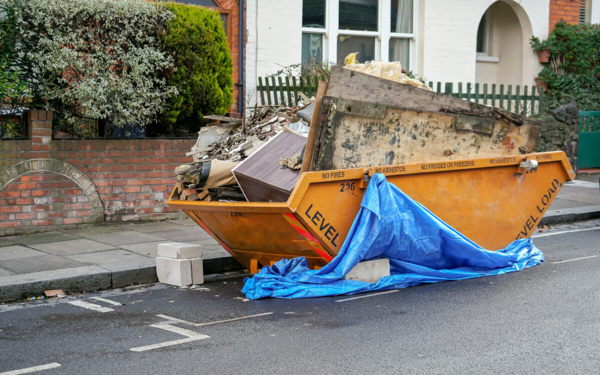 Skip Hire shown simply but with an overloading skip